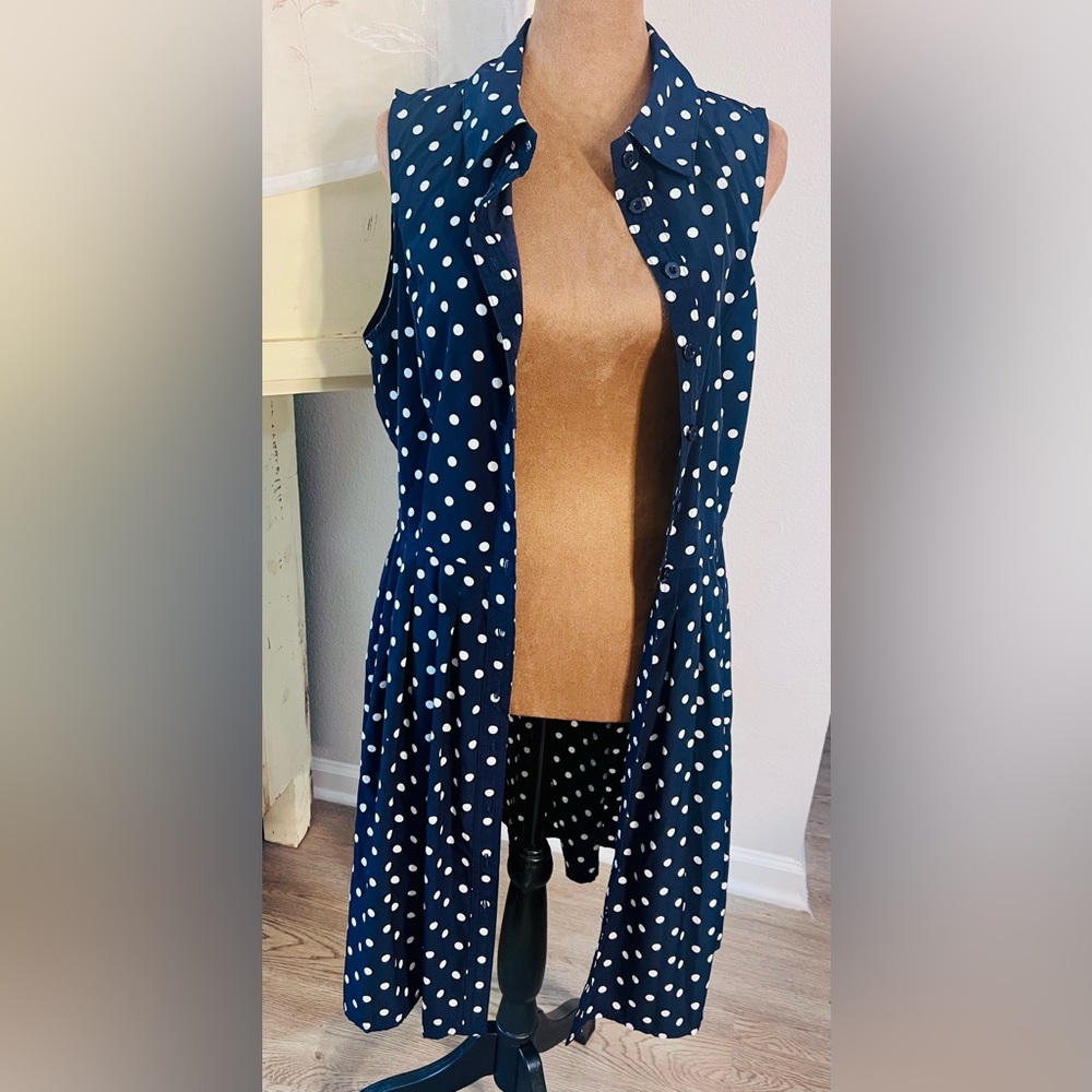 Lg Forever 21 Navy Polka Dot Dress - Picture 8 of 9